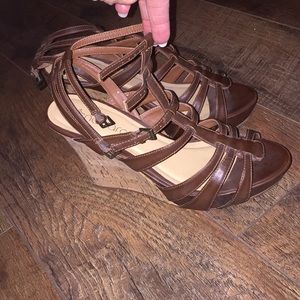 Brown Wedges, size 9.